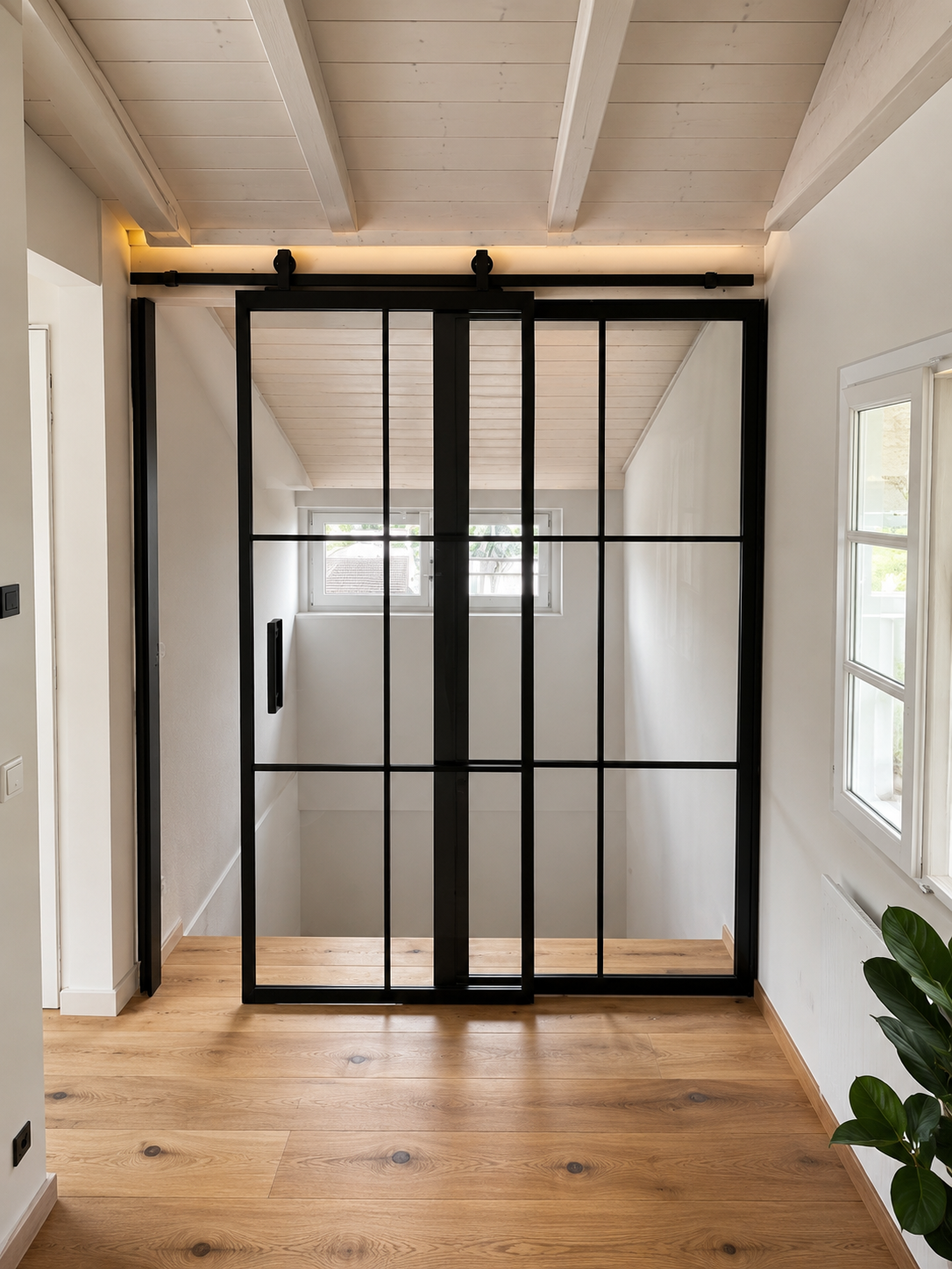 Notranja vrata Loft- 6 polj črna/črna dvokrilna drsna izvedba