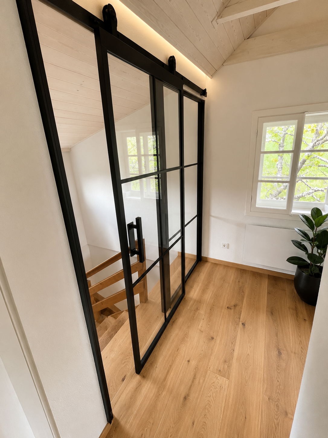 Notranja vrata Loft- 6 polj črna/črna dvokrilna drsna