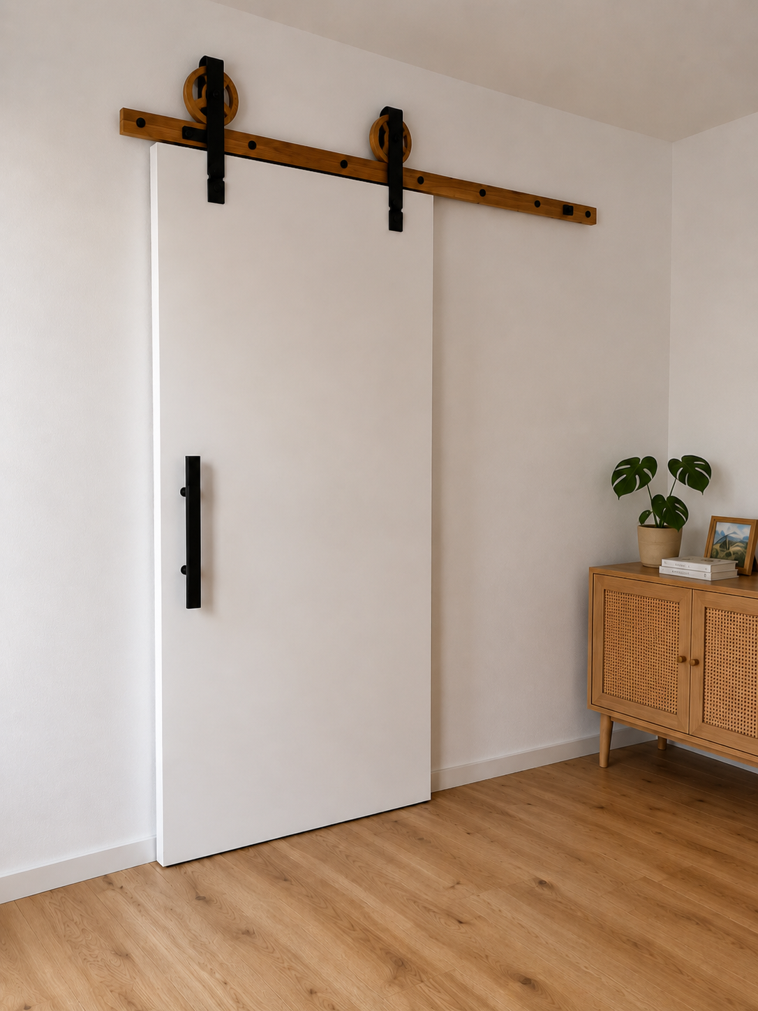 Notranja bela vrata Softline B - drsna z WooDrive M sistemom