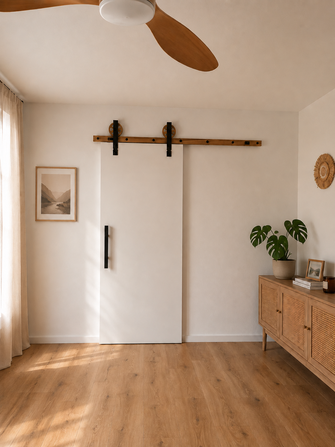 Notranja bela vrata Softline B - drsna z WooDrive M sistemom